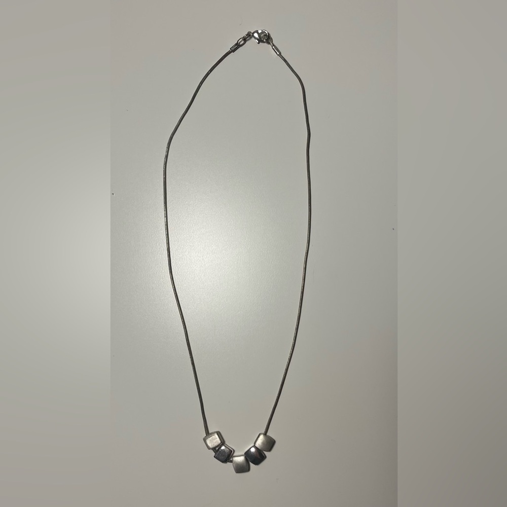 8” Chain 90’s Vintage Multicolored Silver Pebble Necklace